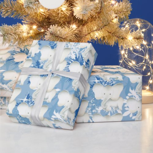 Tiled white elephant Christmas party wrap Wrapping Paper