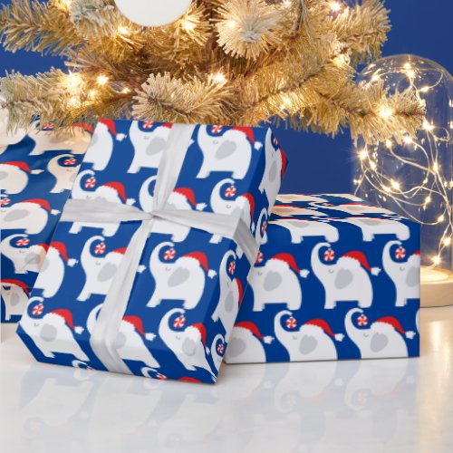 tiled white elephant party Christmas Wrapping Paper