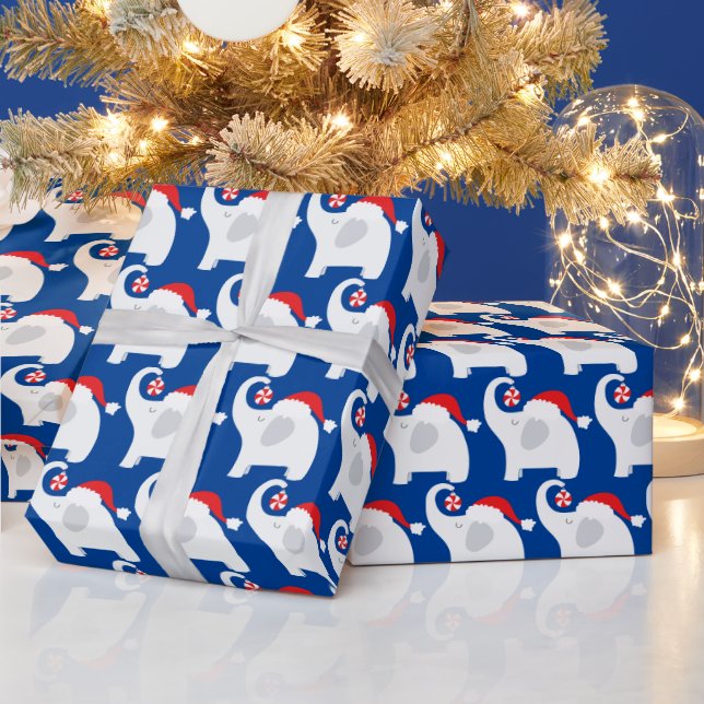 tiled white elephant party Christmas Wrapping Paper (Holidays)
