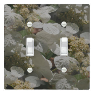 Tiled White Lace Cap Hydrangea Flower Light Switch Cover