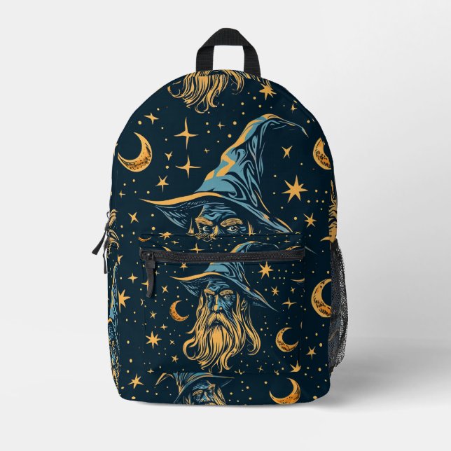 Tiled Wizard Pattern Printed Backpack (Front)