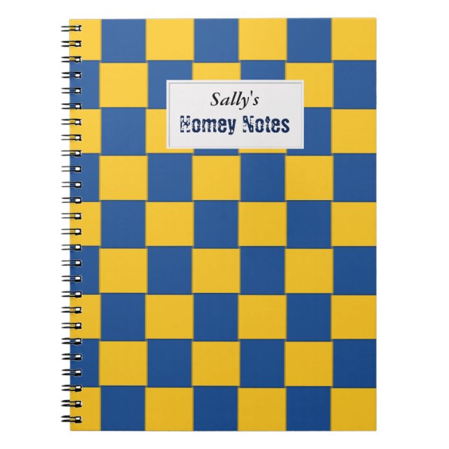 Tiled Woven Blue and Yellow Notebook (Front)