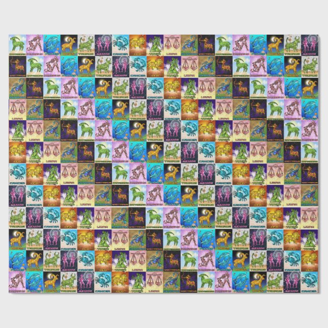 Tiled Zodiac  Wrapping Paper (Flat)