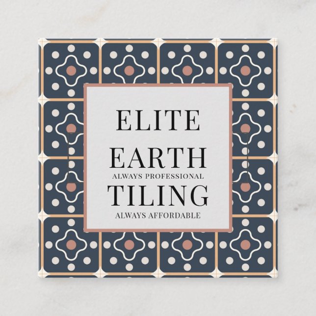 Tiler Tiling Geometric Pattern  Square Business Card (Front)