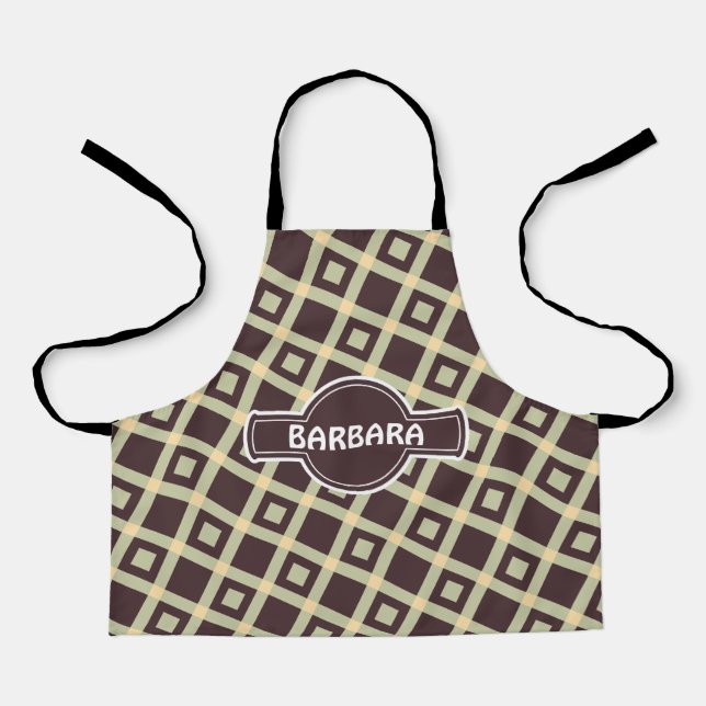 Tiles Beige Chocolate Minimal Pattern Apron (Front)