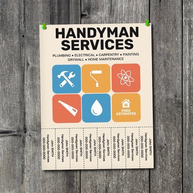 Tiles - Handyman Services Flyer with Tear-Off Tabs (Tiles - Handyman Services Flyer with Tear-Off Tabs)