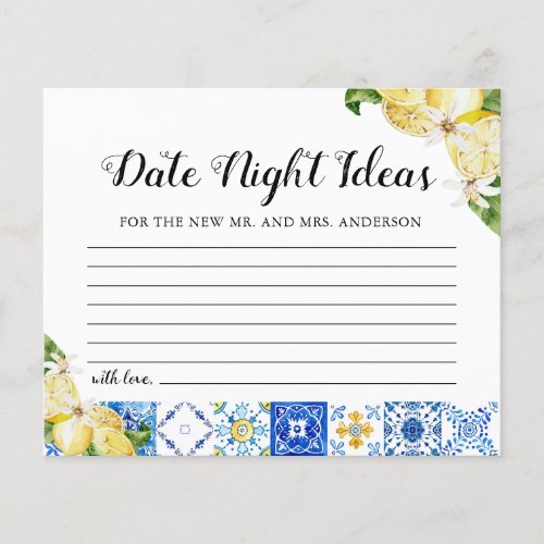 Tiles Lemon Date Night Ideas Bridal Shower Card