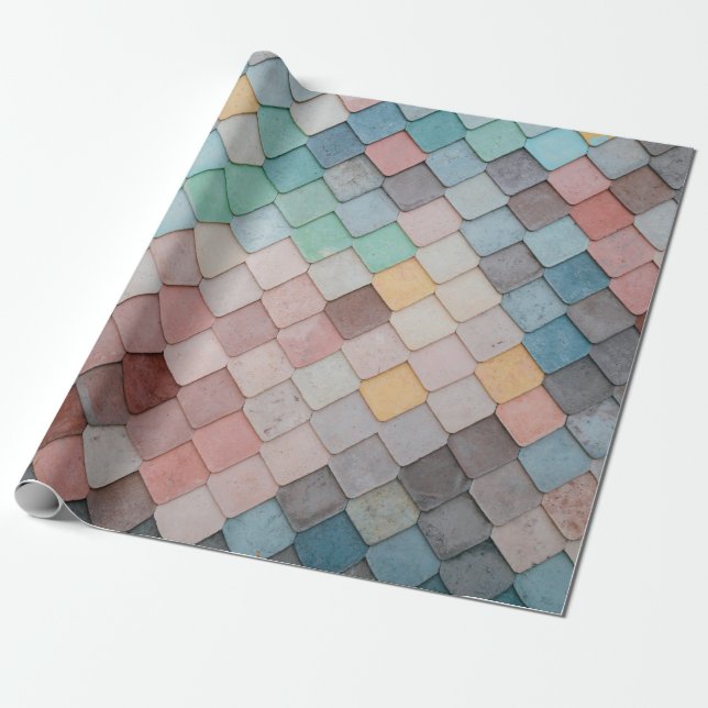 Tiles shapes texture pattern art wrapping paper (Unrolled)