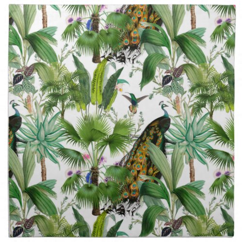 Tilestropical flowersbirdshummingbird     cloth napkin