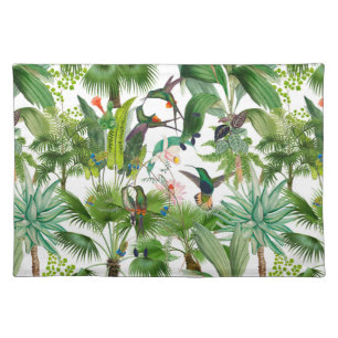 Tiles,tropical, flowers,birds,hummingbird,      cloth placemat