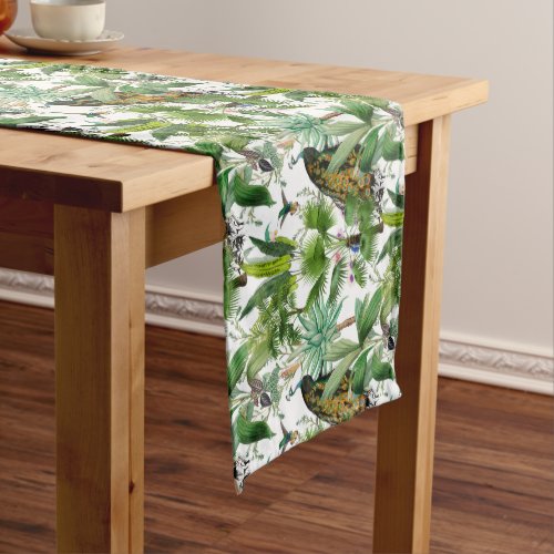 Tilestropical flowersbirdshummingbird      medium table runner