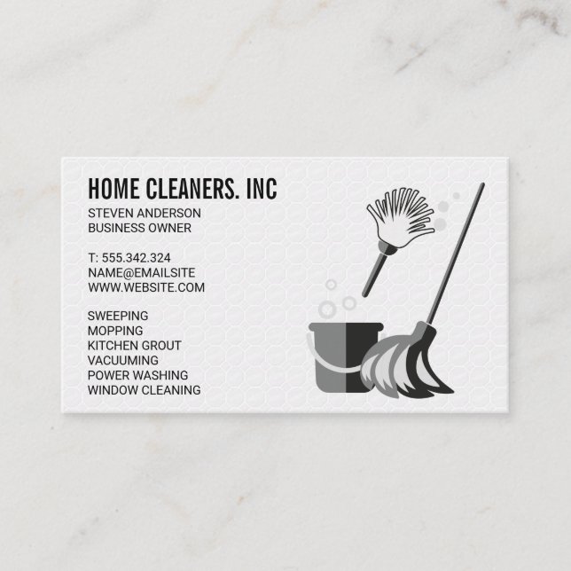 Tiling Background | Cleaning Supplies Business Card (Front)