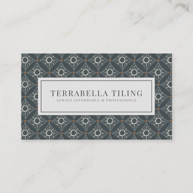 Tiling Flooring Gray Black Diamond Pattern Business Card (Front)