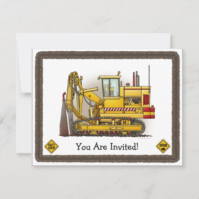 Tiling Machine Construction Kids Party Invitation (Front)