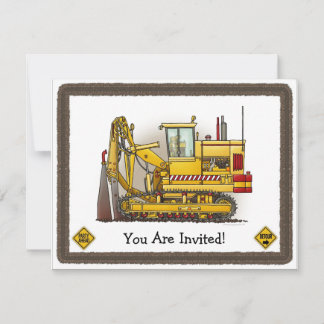 Tiling Machine Construction Kids Party Invitation
