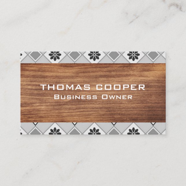 Tiling Pattern Trim | Wood Business Card (Front)