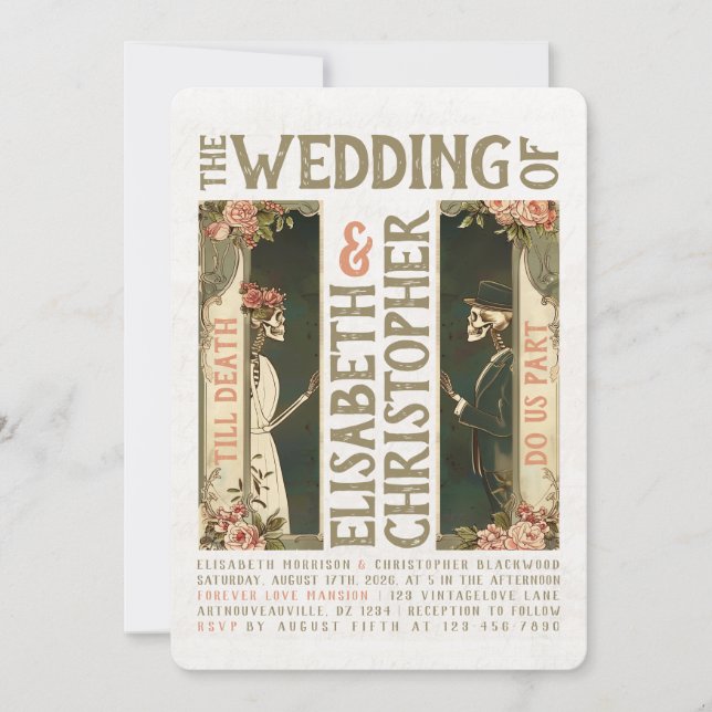 Till Death Art Nouveau Wedding Invitation (Front)