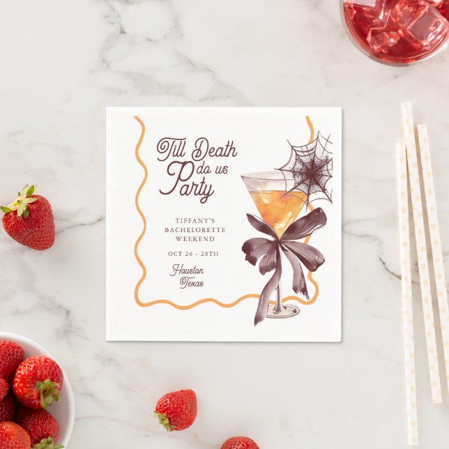 Till Death Bow Cocktail Halloween Bacheloerette Napkins (Insitu)