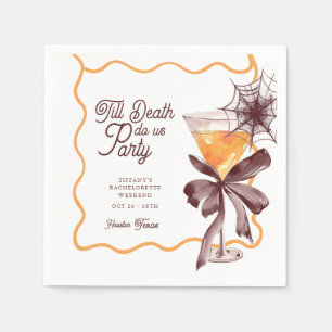 Till Death Bow Cocktail Halloween Bachelorette Napkins
