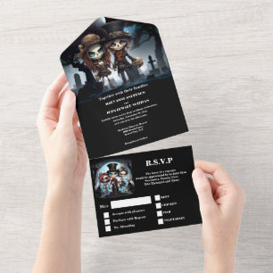 Till death bridal skeletons all in one invitation