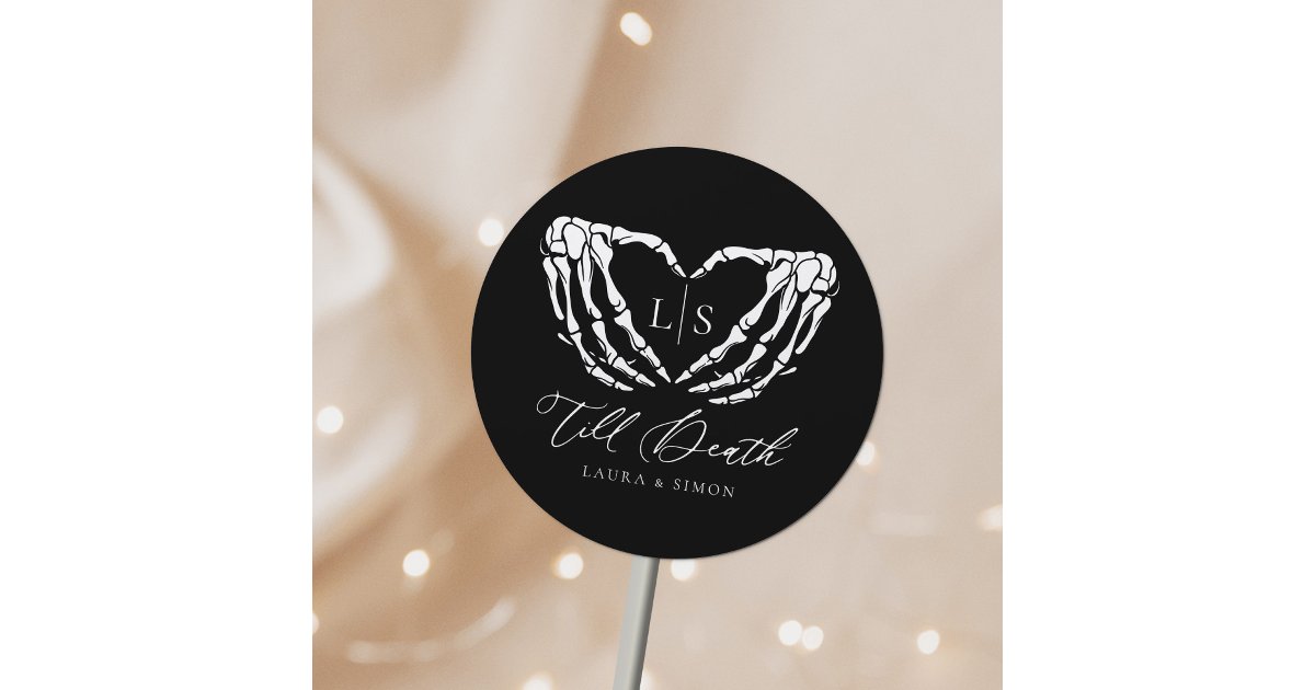 Till Death Chic Modern Gothic Wedding Classic Round Sticker | Zazzle