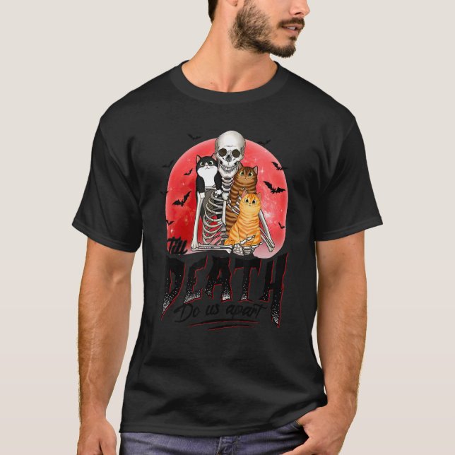 Till Death Do Us Apart Skeleton Cat T-Shirt (Front)