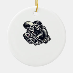 Till Death Do Us - Gothic Skeleton Couple Art Clas Ceramic Ornament