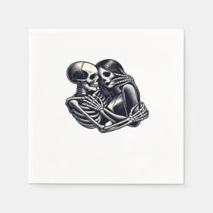 Till Death Do Us - Gothic Skeleton Couple Art Clas Napkins