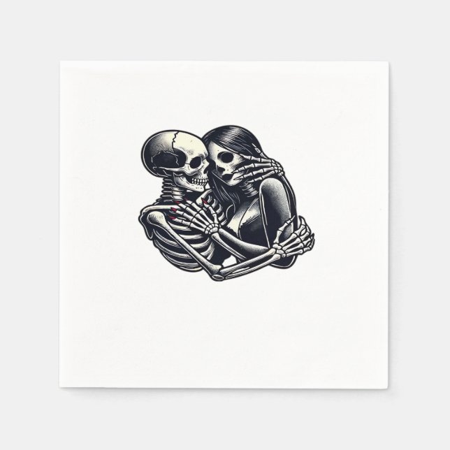 Till Death Do Us - Gothic Skeleton Couple Art Clas Napkins (Front)