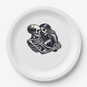 Till Death Do Us - Gothic Skeleton Couple Art Clas Paper Plates