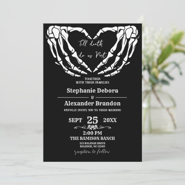Till Death Do Us Halloween gothic card Wedding  (Standing Front)
