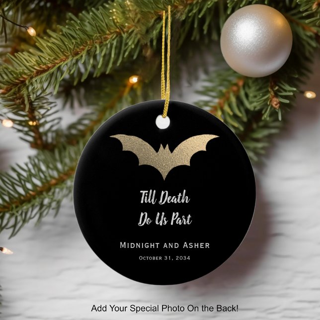 Till Death Do Us Part Bats Photo Wedding  Ceramic Ornament (Creator Uploaded)