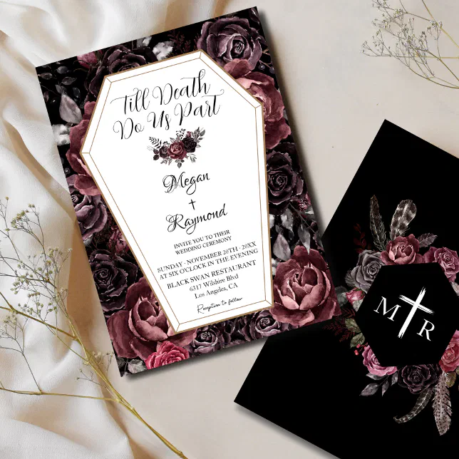 Till Death Do Us Part | Black Dark Goth Wedding Invitation | Zazzle