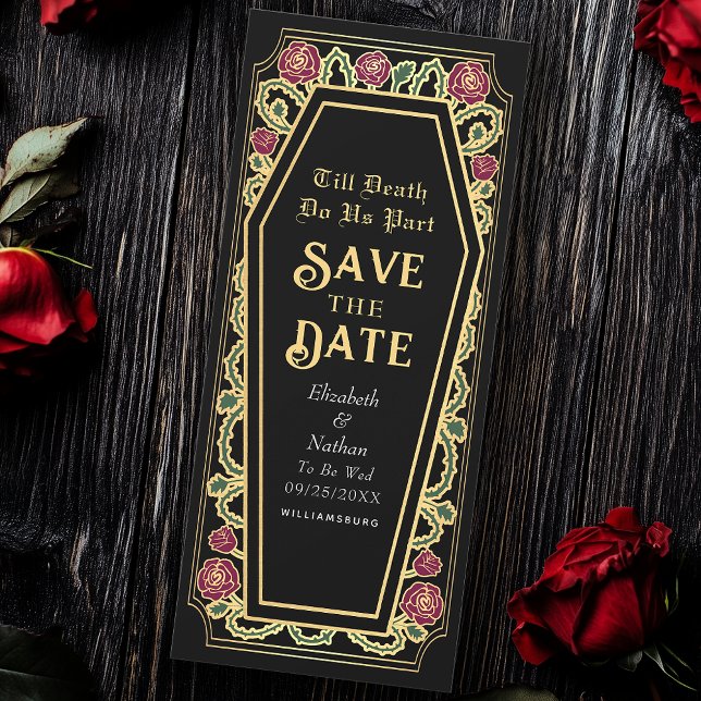 Till Death Do Us Part Black Goth Save the Date Invitation (Creator Uploaded)