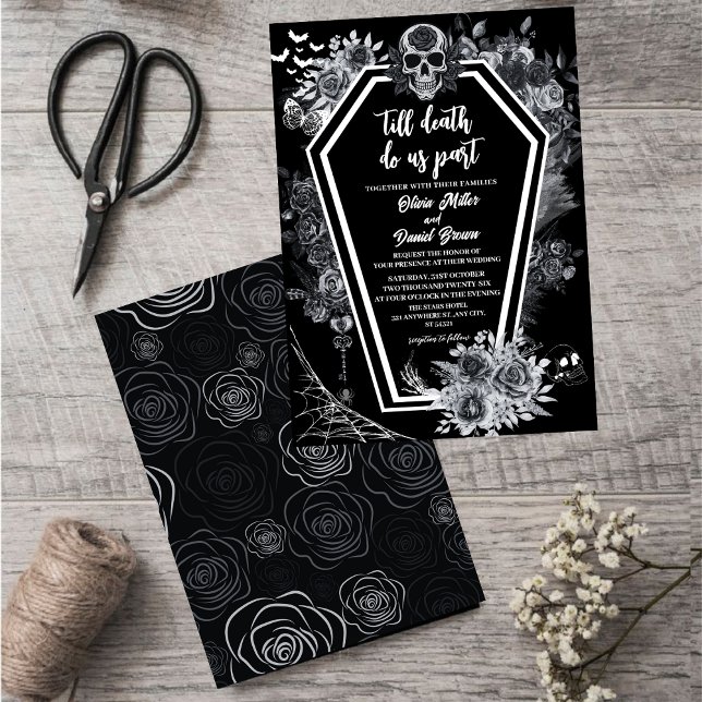 Till Death Do Us Part Black Halloween wedding Invitation (Creator Uploaded)