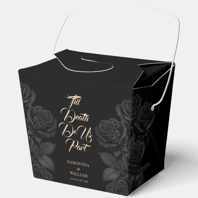 Till Death Do Us Part Black Rose Wedding Favor Boxes (Front)