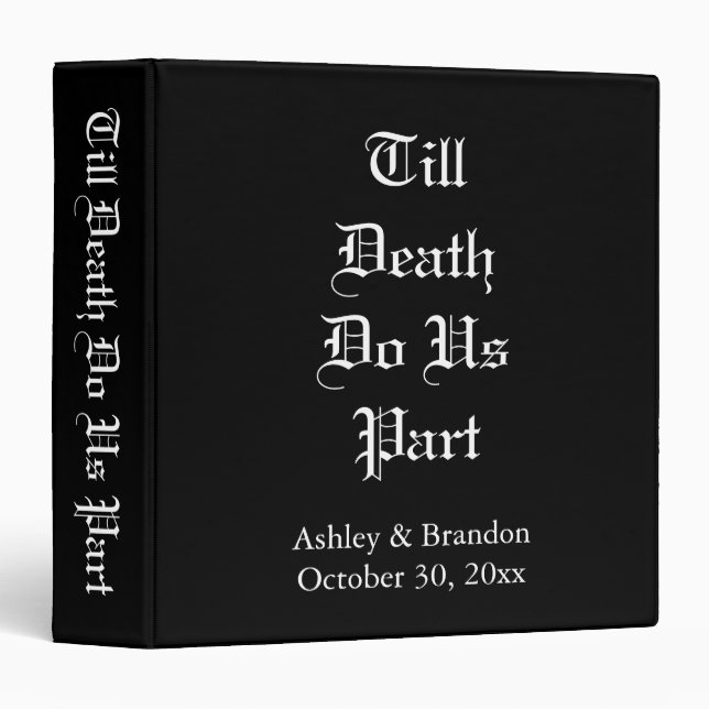 Till Death Do Us Part Black Wedding Album 3 Ring Binder (Front/Spine)