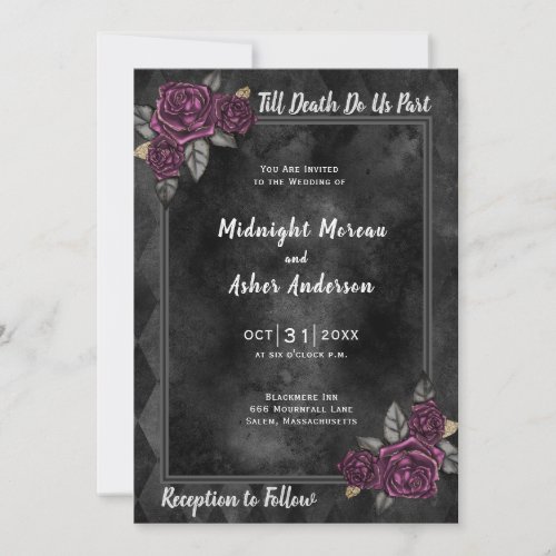 Till Death Do Us Part Black Wedding Invitation