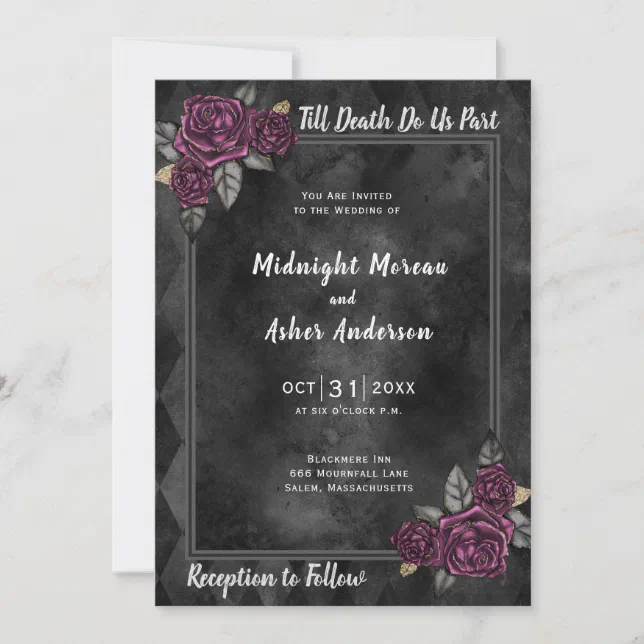 Till Death Do Us Part Black Wedding Invitation | Zazzle