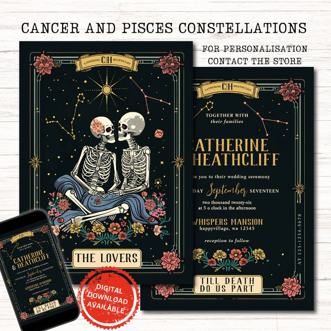 Till Death Do Us Part Cancer and Pisces Tarot  Invitation (Creator Uploaded)