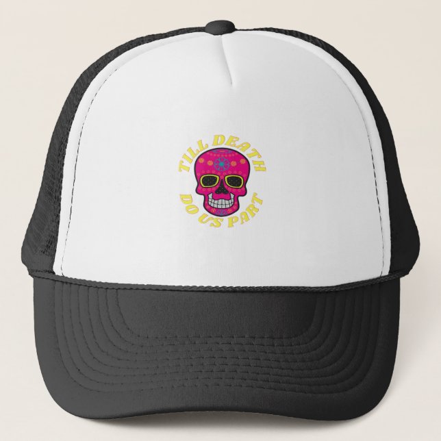 Till Death Do Us Part Classic – Gothic Wedding Trucker Hat (Front)