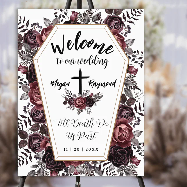 Till Death Do Us Part | Coffin Wedding Welcome Foam Board | Zazzle