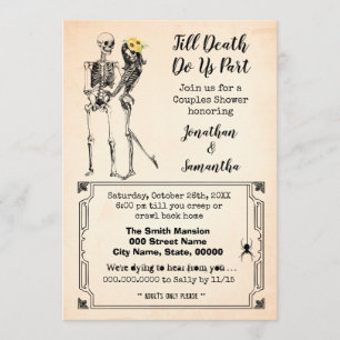 Till death do us part couples shower skeletons invitation