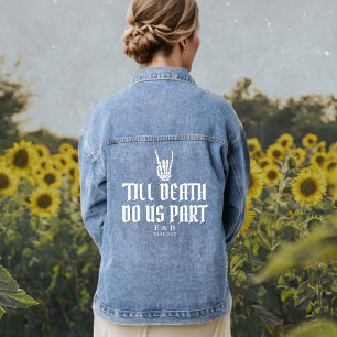 Till Death Do Us Part Custom Skeleton Weddding Denim Jacket