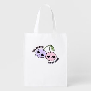 Till Death Do Us Part - Cute Goth Skull Design Cla Grocery Bag