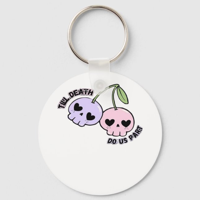 Till Death Do Us Part - Cute Goth Skull Design Cla Keychain (Front)