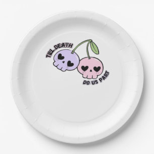 Till Death Do Us Part - Cute Goth Skull Design Cla Paper Plates
