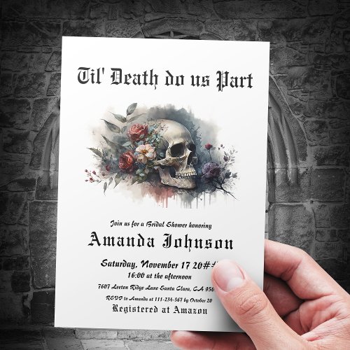 Till Death Do Us Part Dark Moody Bridal Shower Invitation