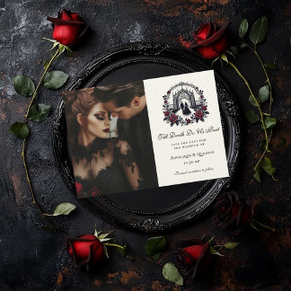 Till Death Do Us Part Elegant Goth Save the Date Invitation