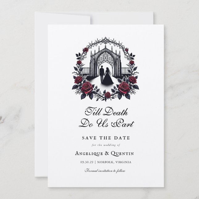 Till Death Do Us Part Elegant Goth Save the Date  Invitation (Front)